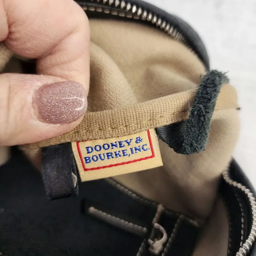 Dooney & Bourke Black Shoulder Bag Purse Handbag DB Logo Canvas Leather Strap